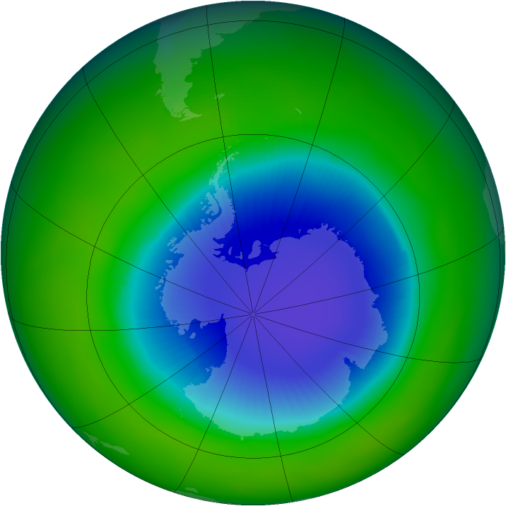 Antarctic ozone map for November 1998